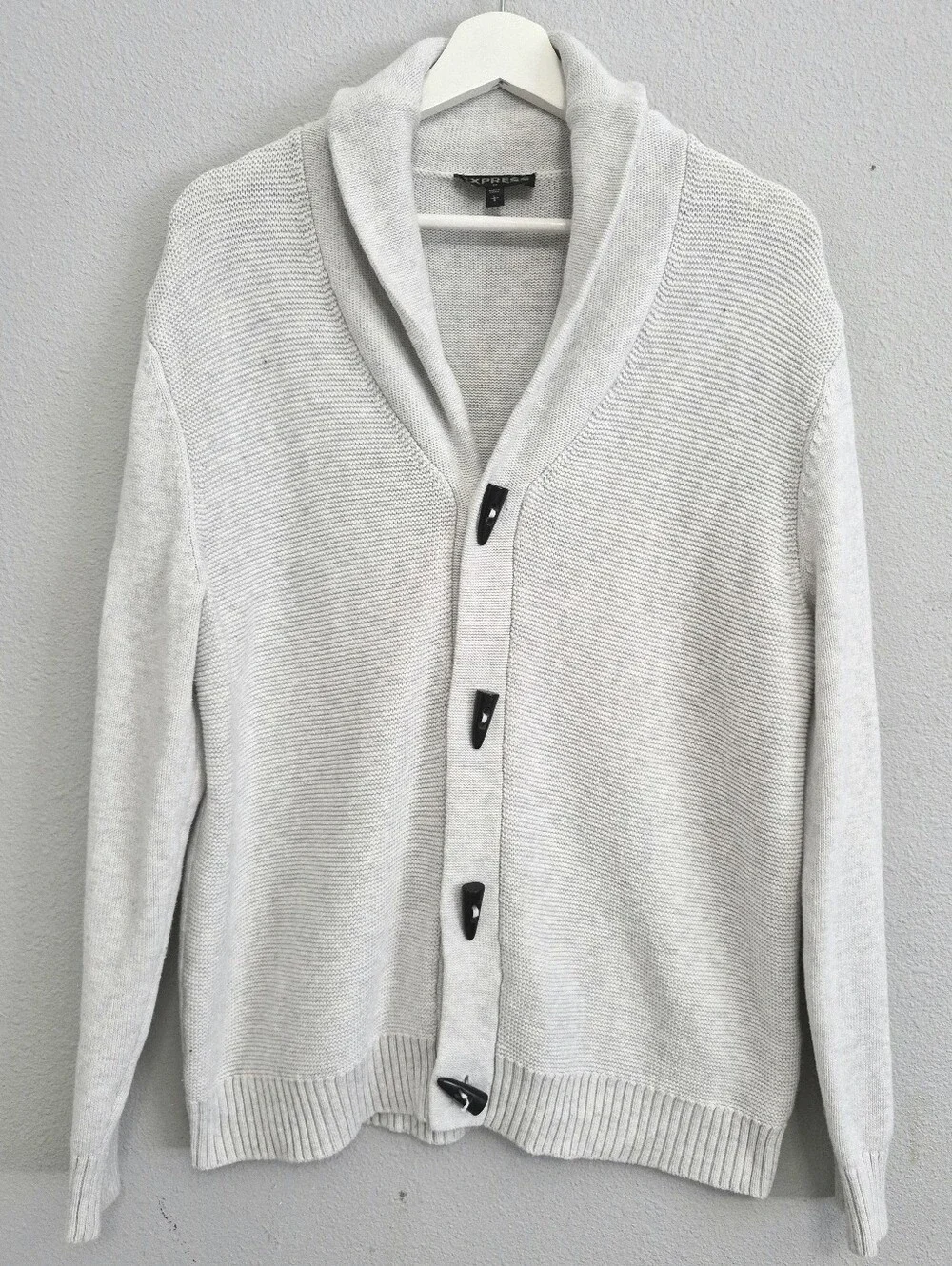 Express Men Toggle Button Shawl Neck Cardigan Sweater Large Old Money